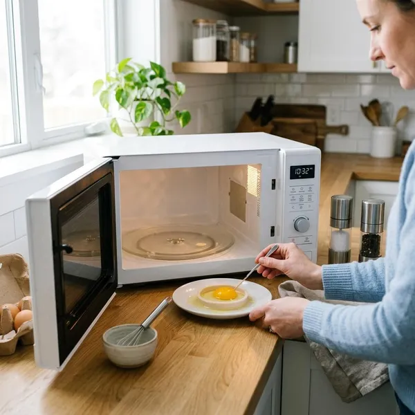 Cómo hacer huevo frito en microondas paso a paso
